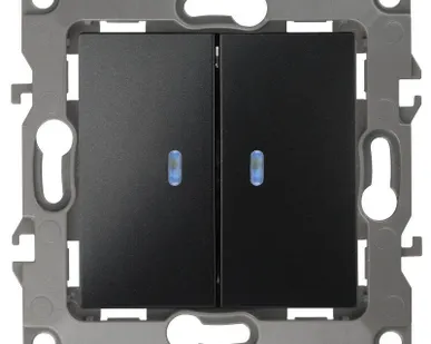 фото Механизм выключателя 2-кл. СП Эра12 10А IP20 12-1105-05 250В 10AX с подсветкой антрацит Эра Б0014661