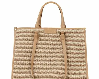 фото Бежевая сумка-тоут Таормина с косметичкой внутри TJ COLLECTION YB 5458024 BGB