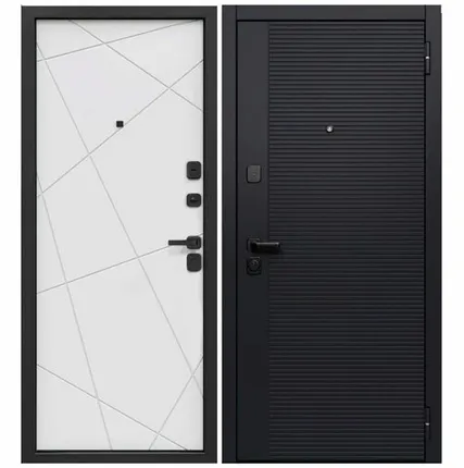 Фото №0 Дверь входная Гарда Черный Кварц 7,5см (Ferroni) МДФ/МДФ, Сатин черный/Сатин белый 2050х960мм, ПРАВАЯ