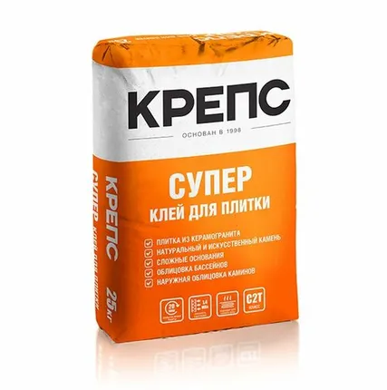 Фото №0 Клей КРЕПС Супер, для плитки,C2 T / 25кг/56 шт