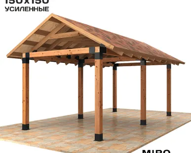 фото Коннекторы для беседки с крышей из бруса 150х150 Double CHALET графит
