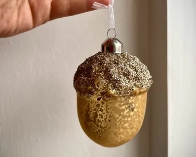 фото Подвес елочный Желудь 10 см стекло