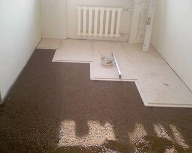 фото Сборные полы из ГВЛ с отсыпкой керамзитом