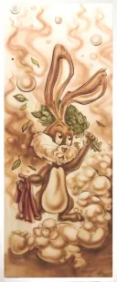 фото МДФ Дверь глухая "Заяц в парной"2D 1,8х0,7м.,липа Класс А