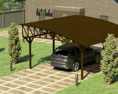 фото Полуарочный навес №32 из поликарбоната 4,9х6,3 м