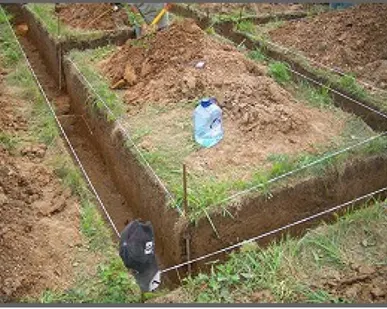 фото Копка траншеи под фундамент и его разметка