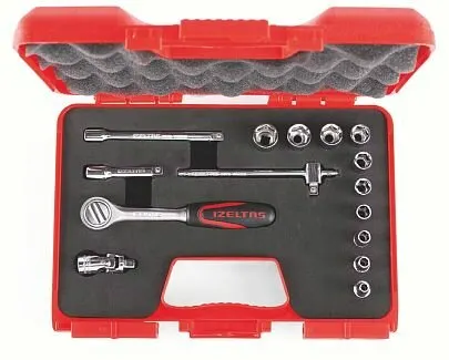 Фото №0 Набор торцевых головок 1/4" 6-гранных, 4-13 мм 15 предметов (yeni), IZELTAS, 1107006015, 14000000078