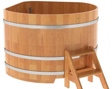 фото Купель для бани из сращенной лиственницы угловая 1,37х1,37 (натуральная, Н = 1,0 м)