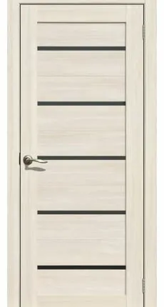 Фото №0 Дверь межкомнатная 206 (La Stella) черное стекло, экошпон, Ясень снежный 2000х800мм