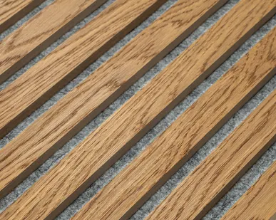 фото Акустическая реечная панель – Дуб Бурбон, шпон - Серый - 2400 мм - Целая