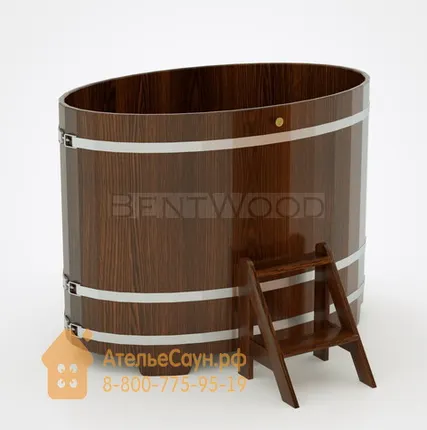 Фото №1 Купель для бани из дуба овальная 0,92х1,66 м (мореный дуб, полимерное покрытие, H = 1,4 м)