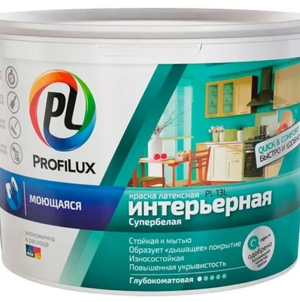 Фото №0 Краска латексная Profilux PL-13L глубокоматовая белый 14 кг