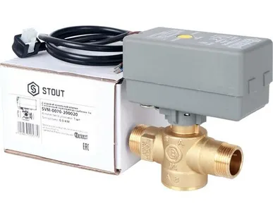 фото STOUT 2-Ходовой зональный клапан, сервопривод 230V, с 3-х жильным кабелем 1м., НР 3/4