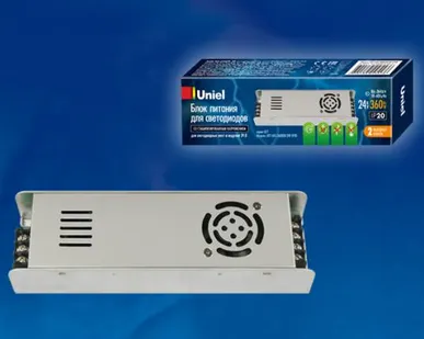 фото Блок питания UET-VAS-360B20 24V IP20 Блок питания, 360Вт. Металлический корпус. TM Uniel