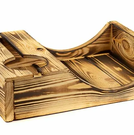 Фото №0 Поднос для вина под одну бутылку, ручки металлические, обоженный (1,5 кг)