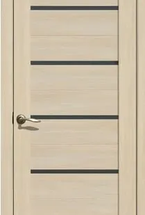 фото Дверь межкомнатная 206 (La Stella) черное стекло, экошпон, Ясень Латте 2000х800мм