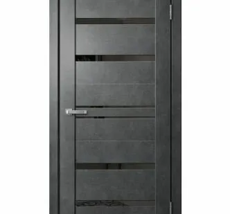 фото Дверь межкомнатная В1 (Barn) черное стекло, ПВХ, Бетон темный 2000х700мм