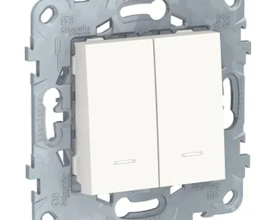 фото Механизм выключателя 2-кл. 2мод. СП Unica New IP21 (2х(сх. 1а)) с подсветкой бел. SchE NU521118N