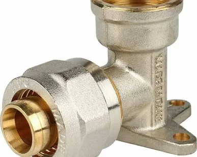 фото Угольник STOUT настенный с креплением 1/2 х20 для металлопластиковых труб винтовой