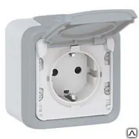 фото Legrand 69733 Розетка PLEXO 1-м ОП с крышкой IP55