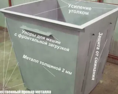 фото Мусорный бак для ТБО, с колесами, крышкой