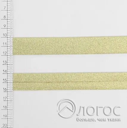 Фото №0 Косая бейка декоративная люрекс Т 20мм, K.A. (золото)