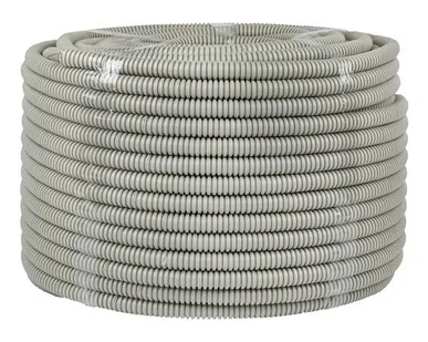 фото Труба гофрированная ПВХ 16мм с протяжкой серая электротехническая, 100м