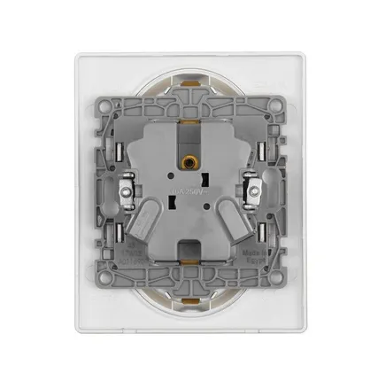 Фото №2 Розетка 2-м СП Etika 16А IP20 250В 2P+E с заземл. немецк. стандарт винт. клеммы в сборе алюм. Leg 672423