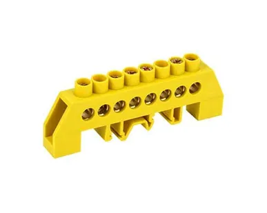 фото Шина на 8 отверстий желтая 8х12 в комбинированном DIN-изоляторе IEK