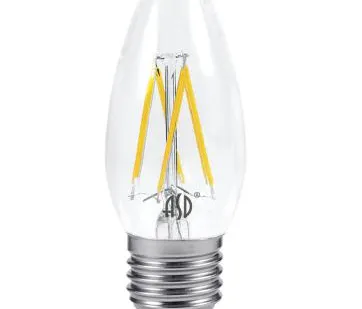 фото Лампа светодиодная LED-СВЕЧА-deco 5Вт 230В Е27 3000К 450Лм прозрачная IN HOME