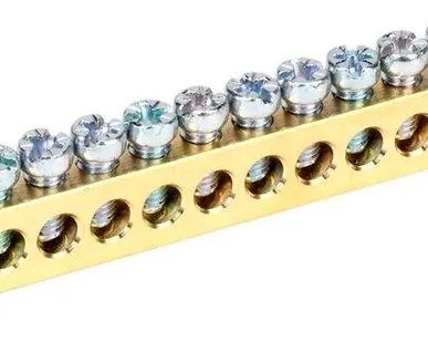 фото Шина PEN "земля-ноль" 8х12мм 12/2 (12групп/крепеж по краям) ИЭК YNN21-12-100