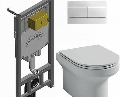 фото Унитаз c инсталляцией Jacob Delafon Elite E21742RU-00 сиденье тонкое микролифт, клавиша хром