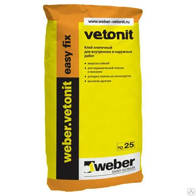 Фото №0 Weber.vetonit easy fix Клей для плитки и керамогранита 25кг