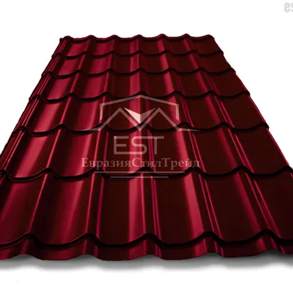 Фото №0 Металлочерепица Супермонтеррей Pe 0.5 | RAL 3005 Красное вино
