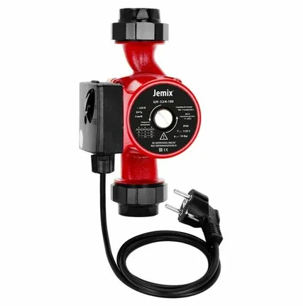 Фото №0 Насос ЦН-32/6-180 (WRS 32/6-180) (с гайками, евро вилка, КРАСНЫЙ) циркул. JEMIX