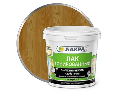 фото Лак тонированный акриловый Лакра дуб 0,9 кг