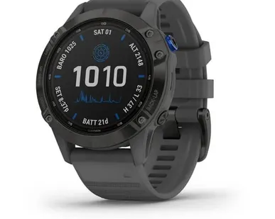 фото Часы Garmin Fenix 6 Pro Solar черные с серым ремешком