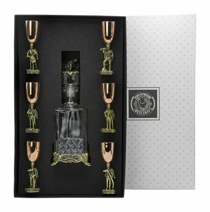 Фото №0 Набор "Аты-Баты": штоф , 6 рюмок , медь-латунь с чернением