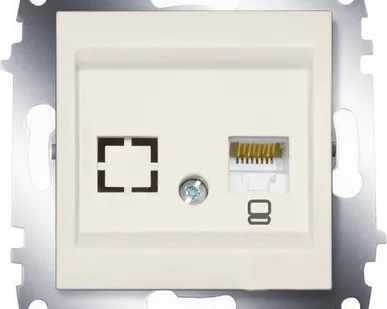 фото Cosmo Розетка компьютерная (RJ45 cat 6 + гнездо) кремовая ABB
