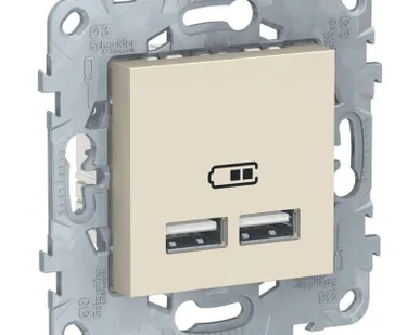 фото Механизм розетки USB 2-м UNICA NEW 5В/2100мА беж. SchE NU541844