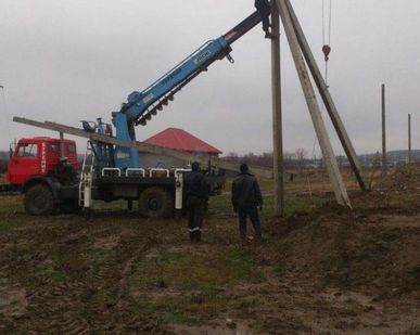 фото Установка опор ЛЭП ВЕЗДЕХОД