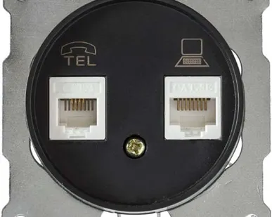 фото Механизм розетки комп. + телеф.2-м СП Florence RJ11/RJ45 кат.5e черн. 1E20801303 OneKeyElectro 2172817