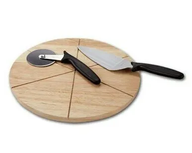 фото Доска для подачи пиццы d=34*2,2 см. на 6 сегментов, бук