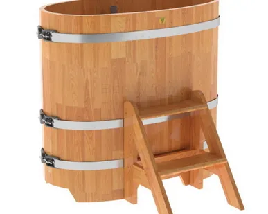 фото Купель для бани из сращенной лиственницы овальная 0,59х1,06 (натуральная, Н = 1,0 м)