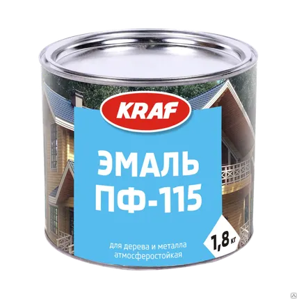 Фото №0 Эмаль ПФ-115 KRAF черная (банка 0,8кг)