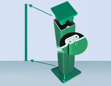 фото Столб с приварным фланцем - 700.60х40.1,5мм (RAL 6005)