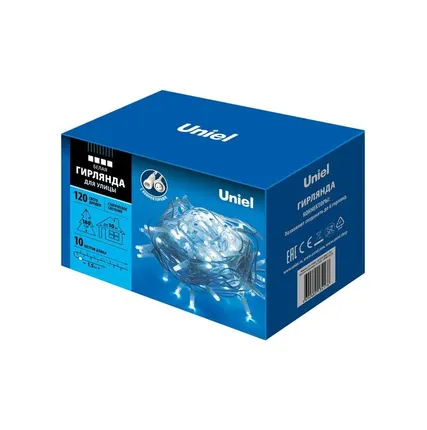 Фото №0 Гирлянда LED со статическим свечением ULD-S1000-120/SWK WHITE IP67 10м соедин. 120 диодов бел. свет провод бел. Uniel UL-00007204