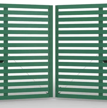 Фото №0 Распашные ворота AL-профиль горизонтальные зеленые 3000х2000 мм