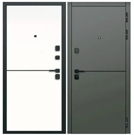 Фото №0 Дверь входная Молдинг 9см (Ferroni) МДФ/МДФ, Сатин коричневый/Эмалит белый 2050х960мм, ПРАВАЯ