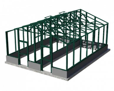 фото Теплица английская СУПЕР ЧЕЛСИ / Оранжерея 5,7х7,15 м, 2 отделения/ цвет Зеленый (RAL 6005)